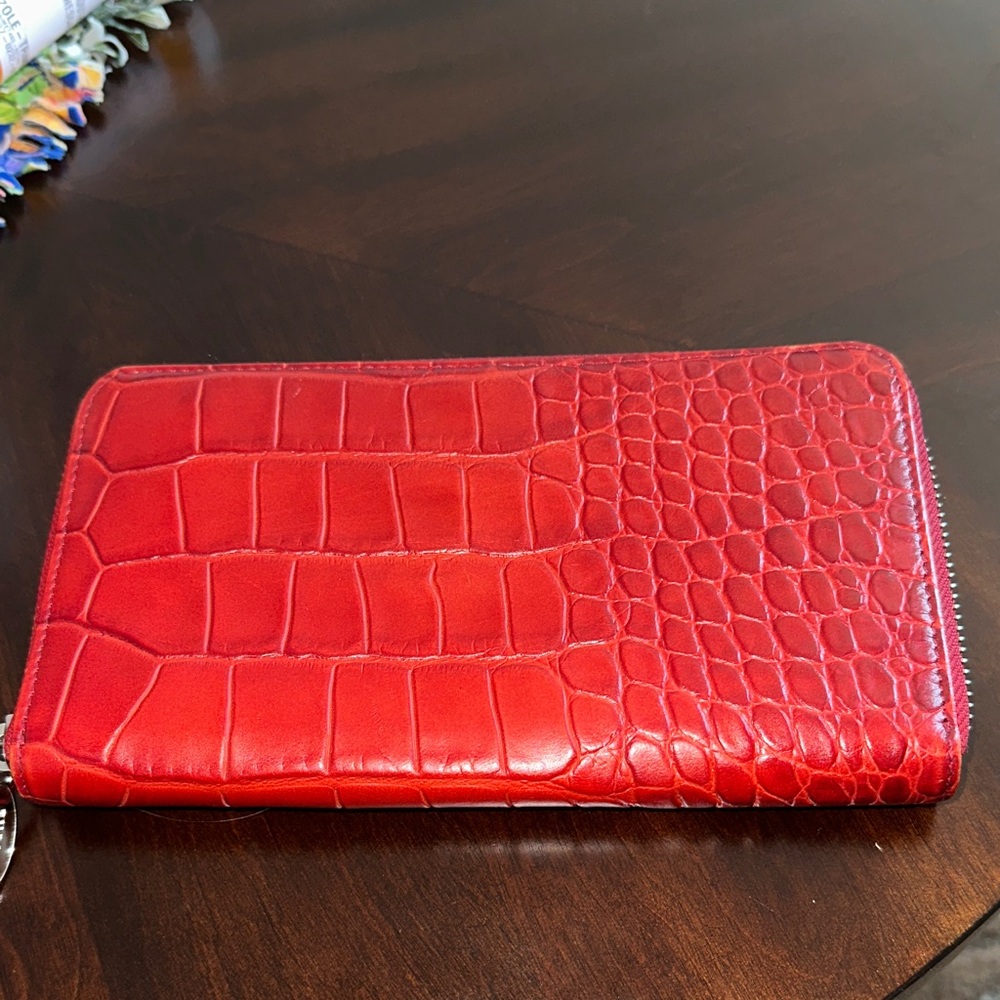 FURLA Embossed Red Continental Leather Excellent Condition
